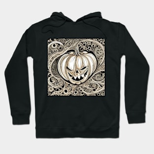 Curved Pattern Halloween Jack O Lantern Pumpkin Hoodie